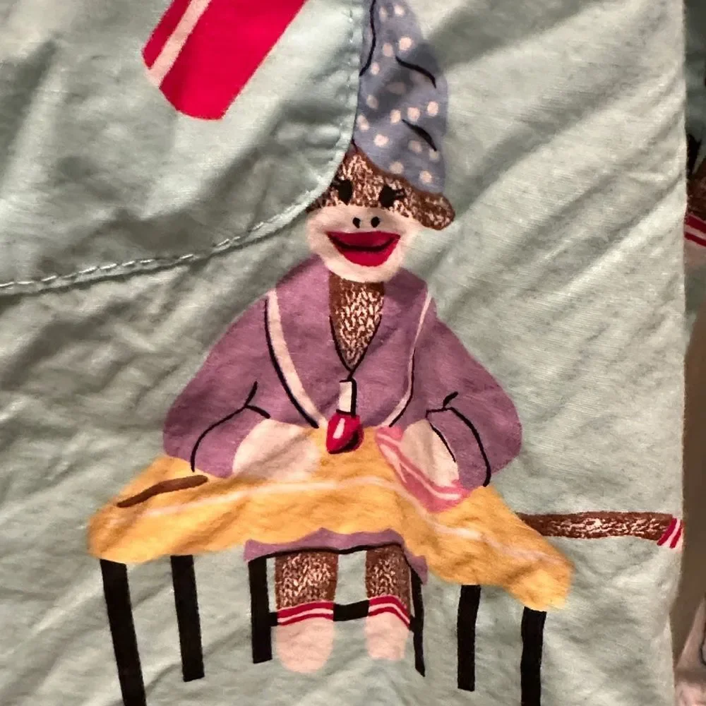 Nick & Nora Teal Monkey printed Sleepwear Top - Picture 4 of 8